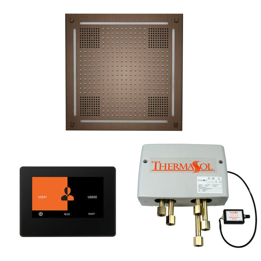 ThermaSol The Wellness Antique Nickel Finish Hydrovive Shower Square Package with 7" ThermaTouch