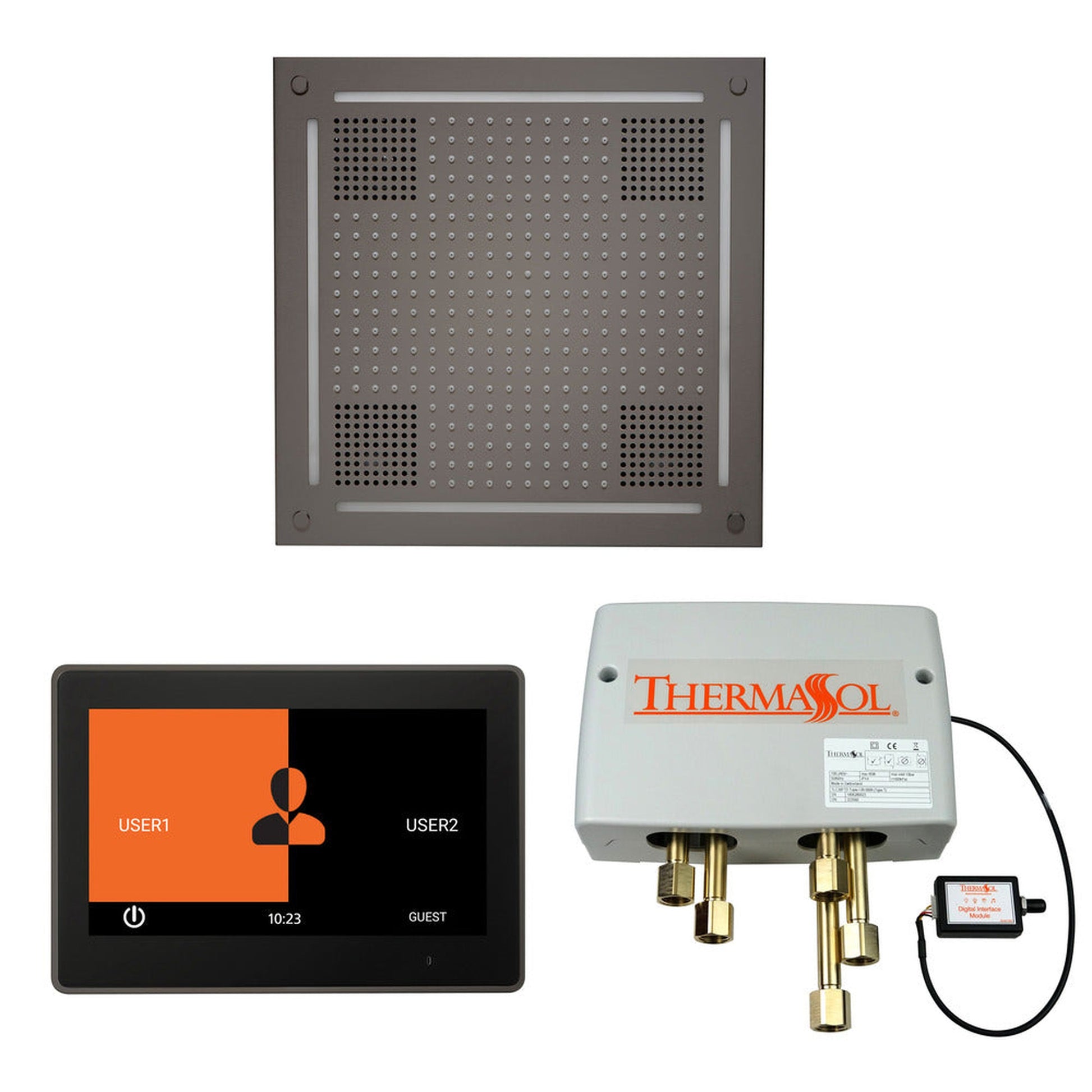 ThermaSol The Wellness Black Nickel Finish Hydrovive Shower Square Package with 10" ThermaTouch