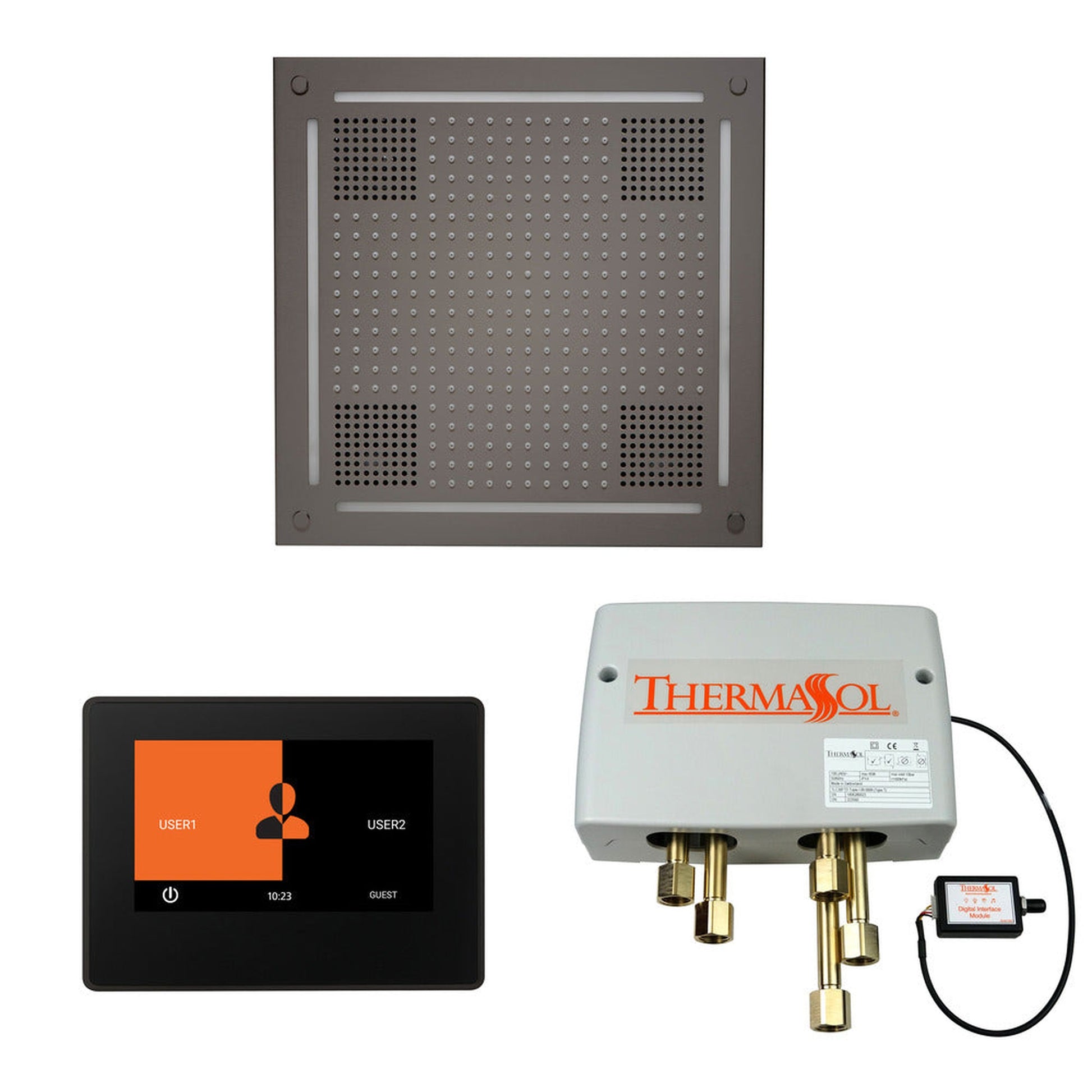 ThermaSol The Wellness Black Nickel Finish Hydrovive Shower Square Package with 7" ThermaTouch