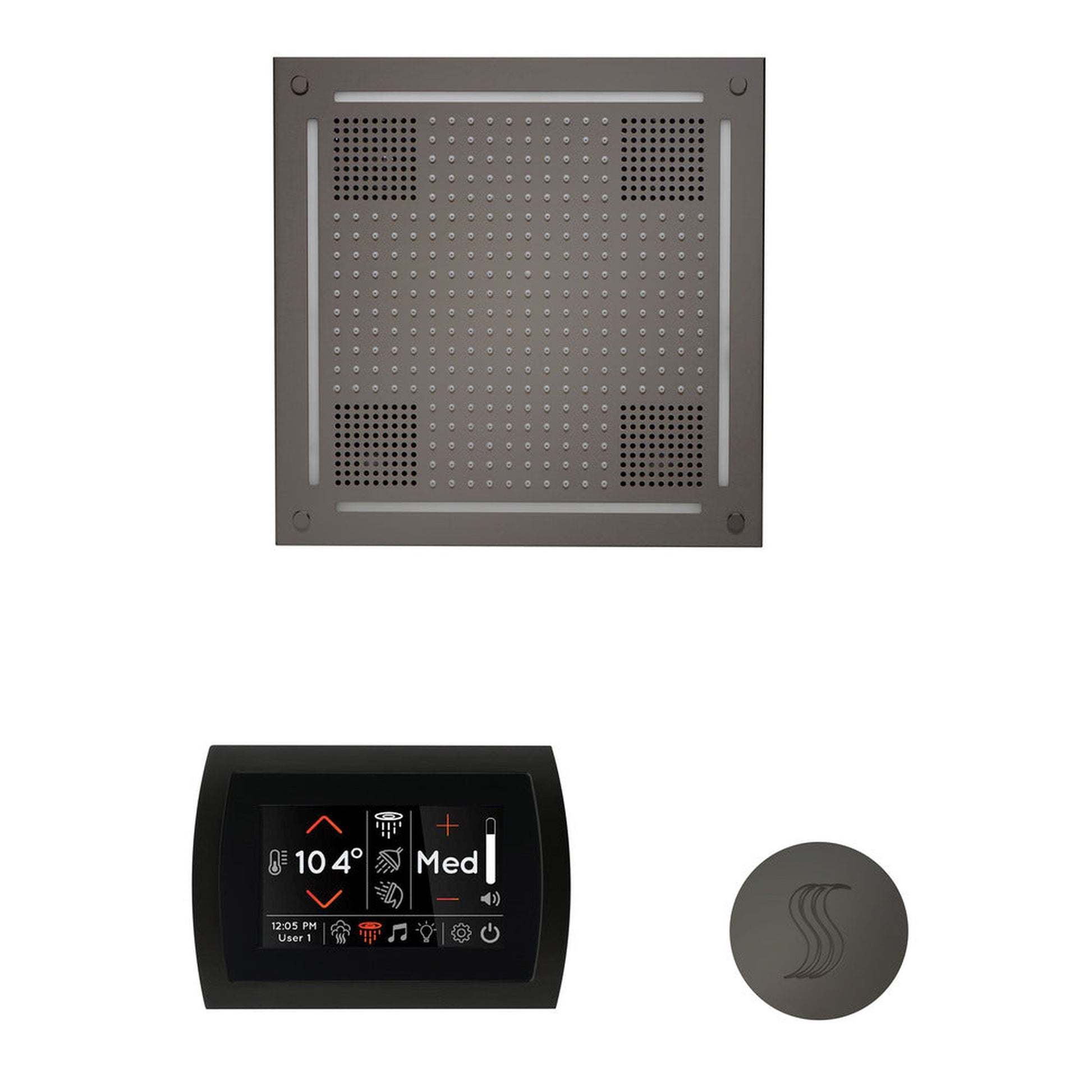 ThermaSol The Wellness Black Nickel Finish Hydrovive Steam Package with 5" Flushmount SignaTouch and Round SteamVection