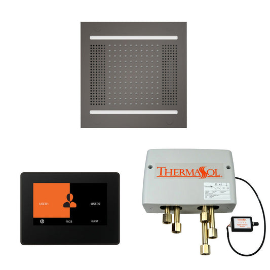 ThermaSol The Wellness Black Nickel Finish Hydrovive14 Shower Square Package with 7" ThermaTouch