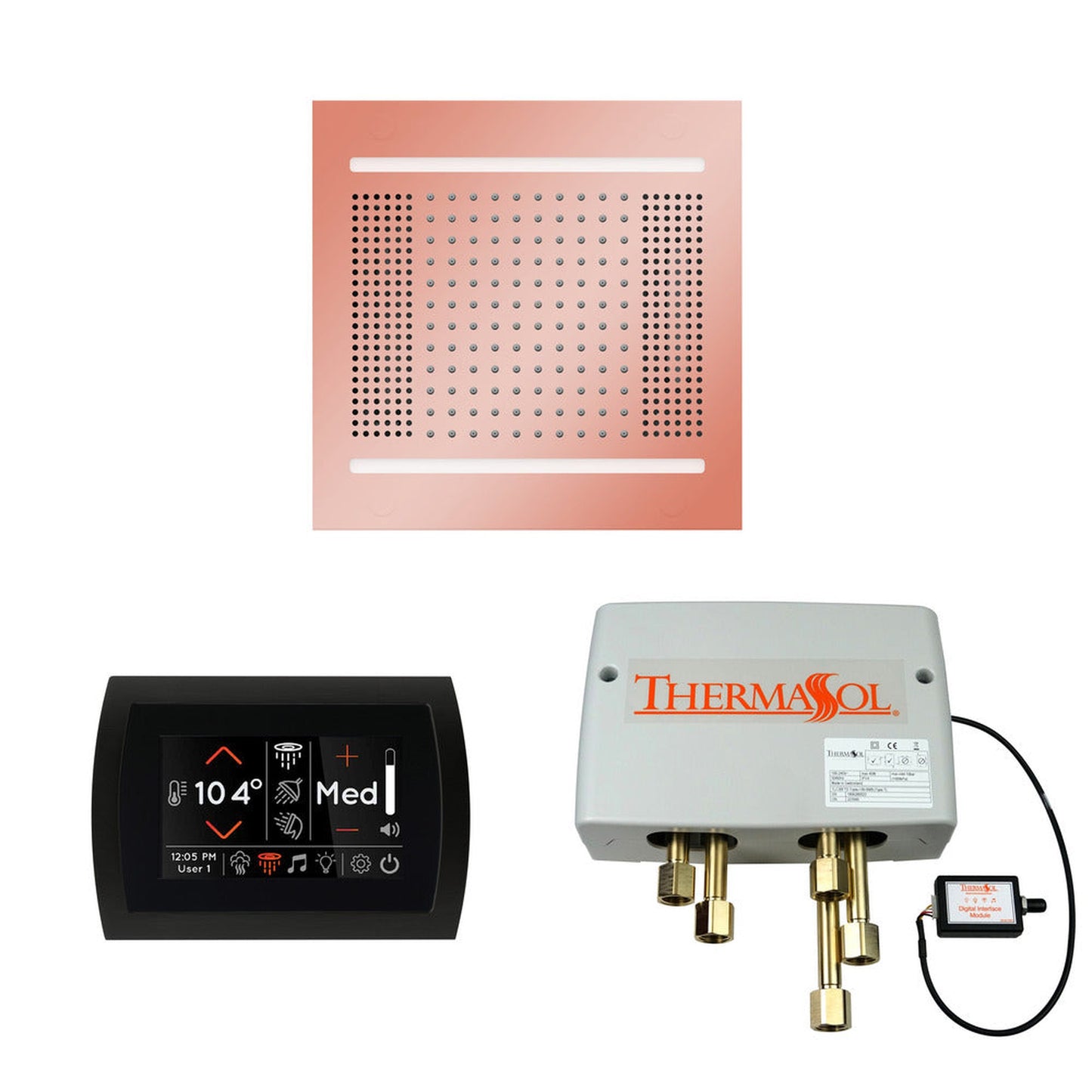 ThermaSol The Wellness Copper Finish Hydrovive14 Shower Package with 5" Flushmount SignaTouch
