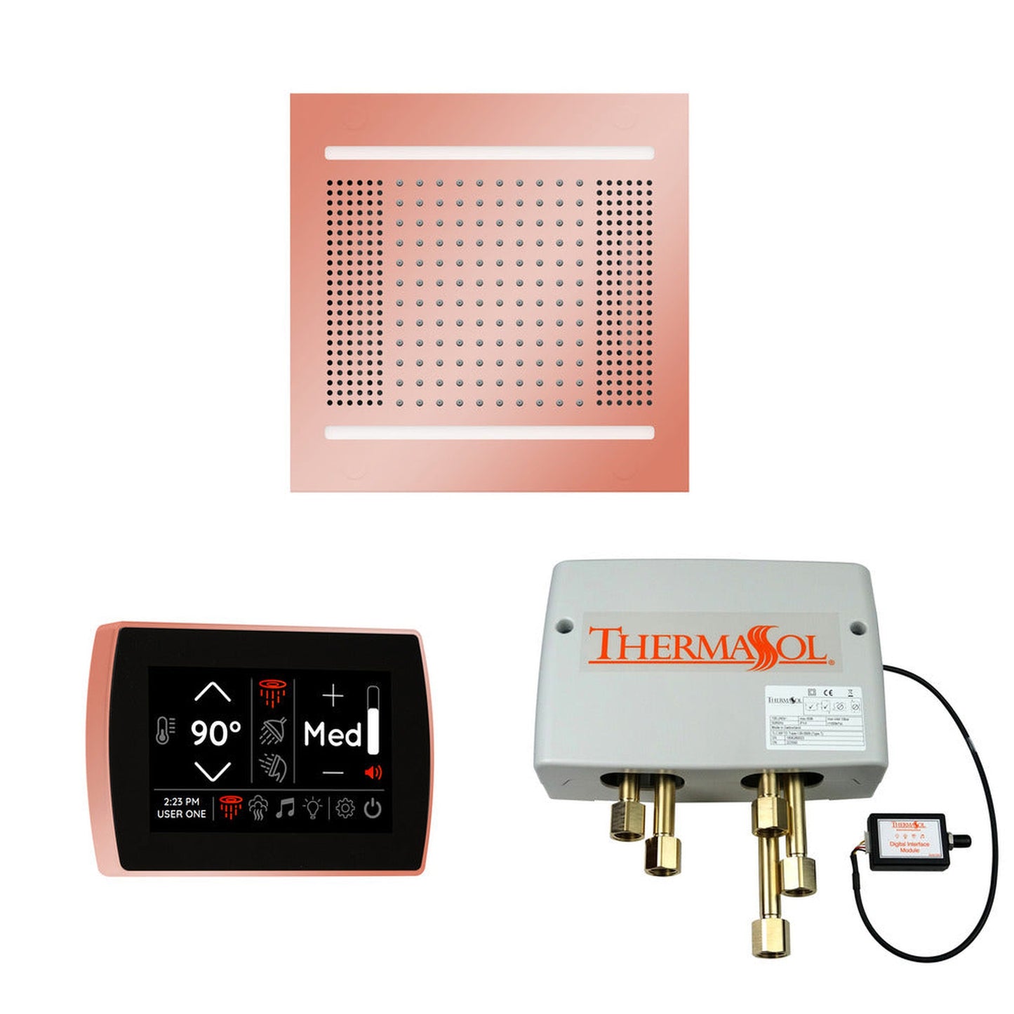 ThermaSol The Wellness Copper Finish Hydrovive14 Shower Package with 5" Recessed SignaTouch