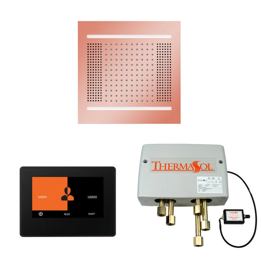 ThermaSol The Wellness Copper Finish Hydrovive14 Shower Square Package with 7" ThermaTouch