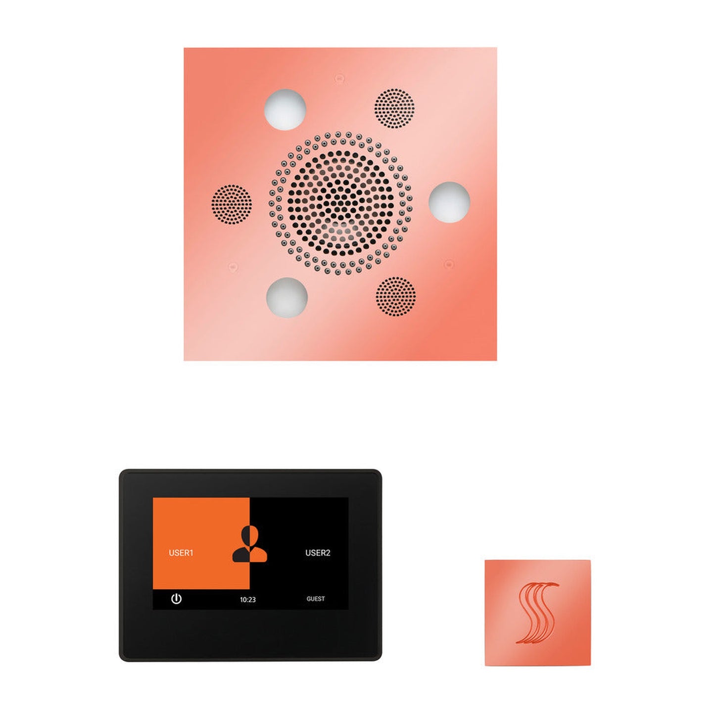 ThermaSol The Wellness Copper Finish Serenity Advanced Square Steam Package with 7" ThermaTouch and SteamVection