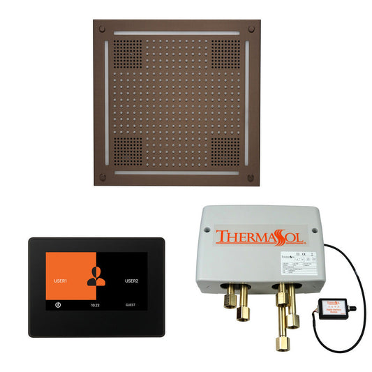 ThermaSol The Wellness Oil Rubbed Bronze Finish Hydrovive Shower Square Package with 7" ThermaTouch