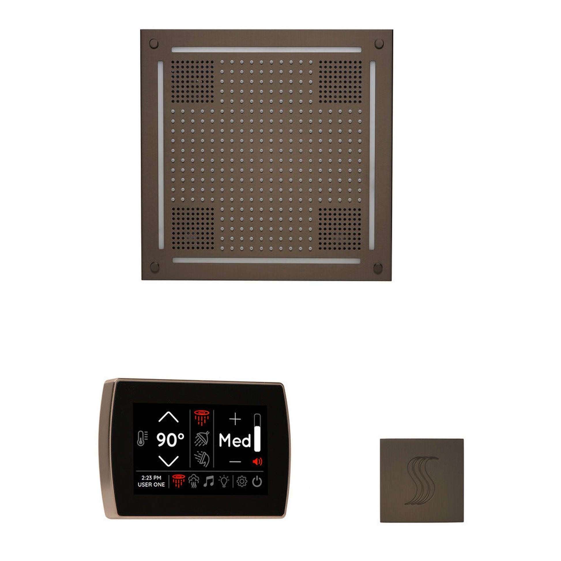 ThermaSol The Wellness Oil Rubbed Bronze Finish Hydrovive Steam Package with 5" Recessed SignaTouch and Round SteamVection