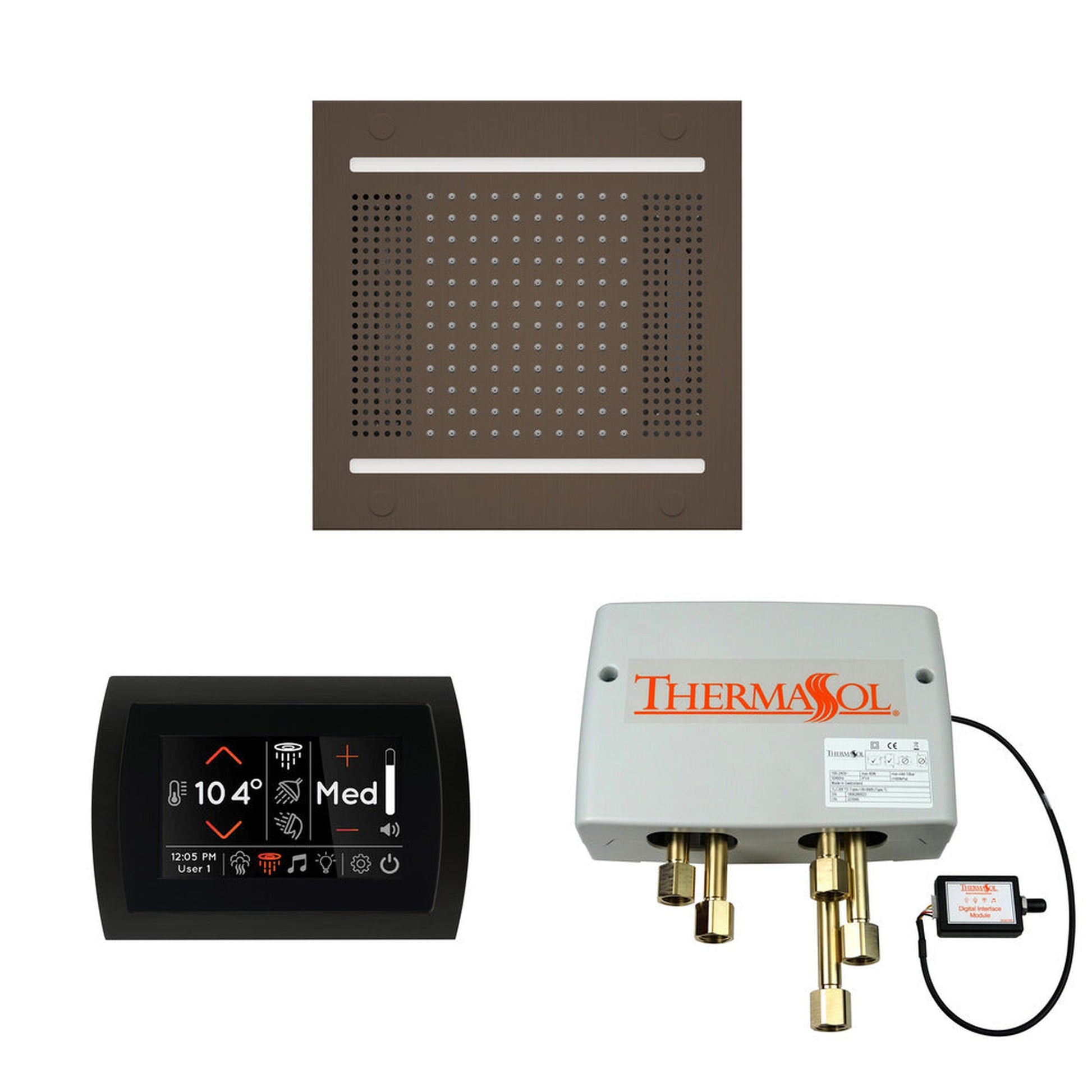 ThermaSol The Wellness Oil Rubbed Bronze Finish Hydrovive14 Shower Package with 5" Flushmount SignaTouch
