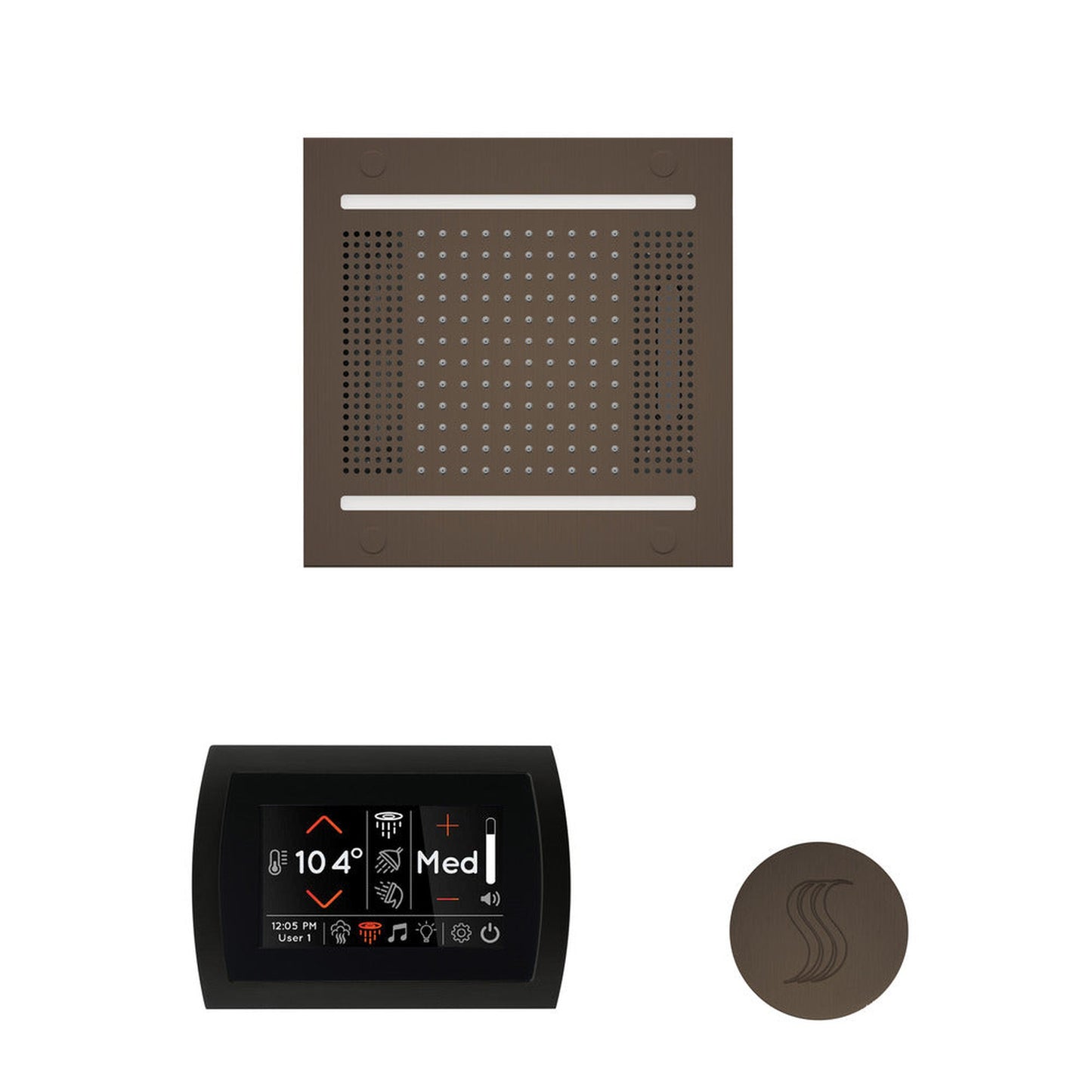 ThermaSol The Wellness Oil Rubbed Bronze Finish Hydrovive14 Steam Package with 5" Flushmount SignaTouch and Round SteamVection