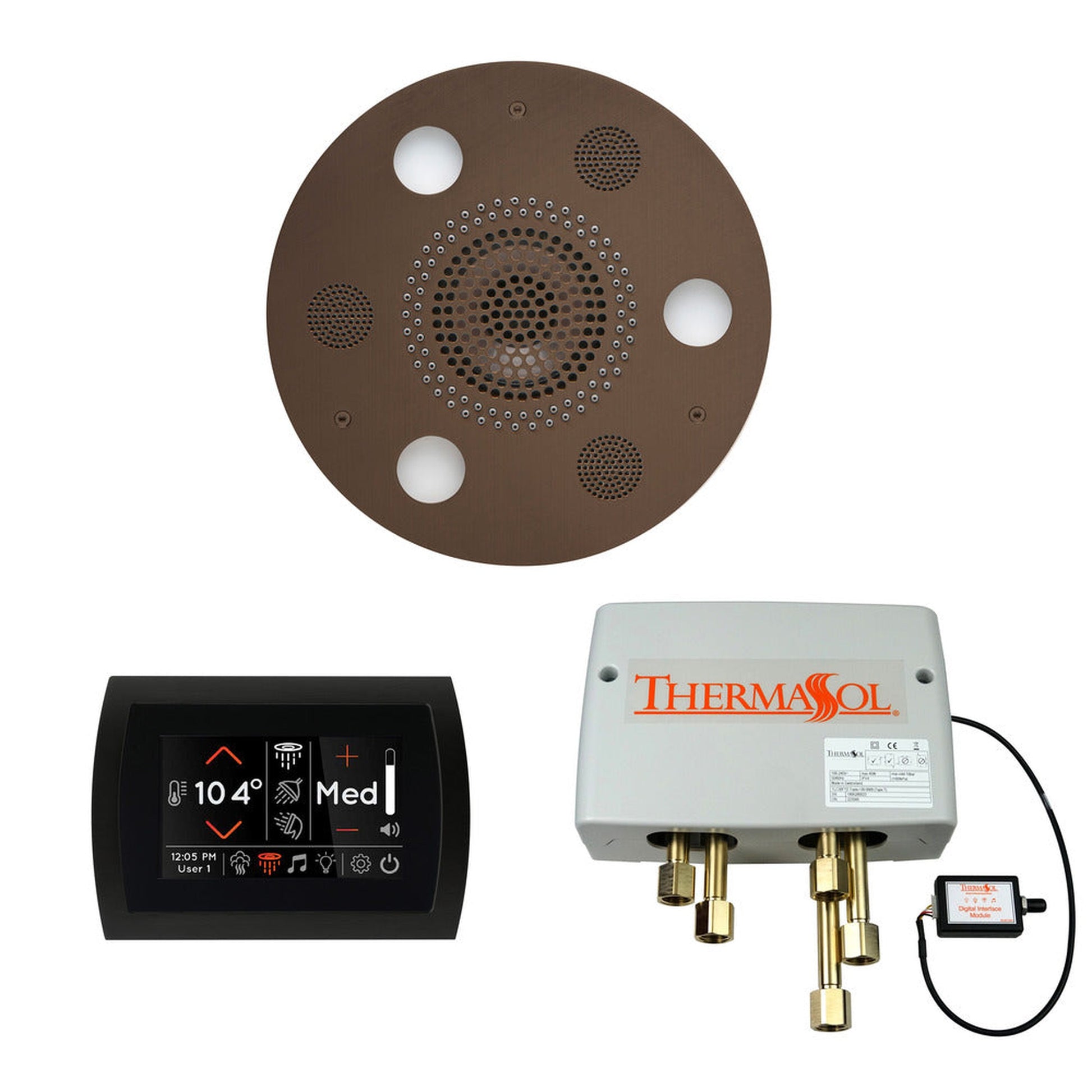 ThermaSol The Wellness Oil Rubbed Bronze Finish Serenity Advanced Round Shower Package with 5" Flushmount SignaTouch