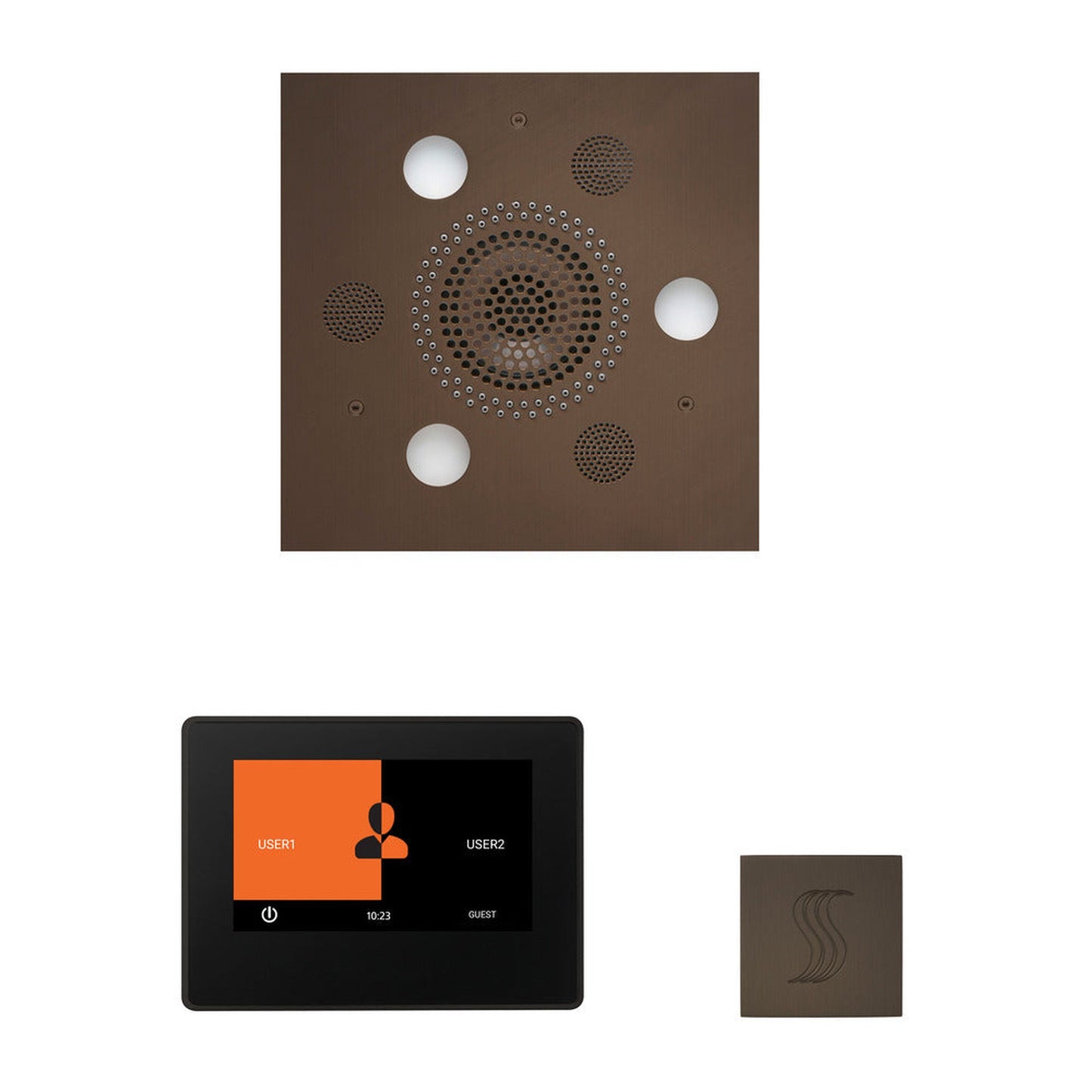 ThermaSol The Wellness Oil Rubbed Bronze Finish Serenity Advanced Square Steam Package with 7" ThermaTouch and SteamVection