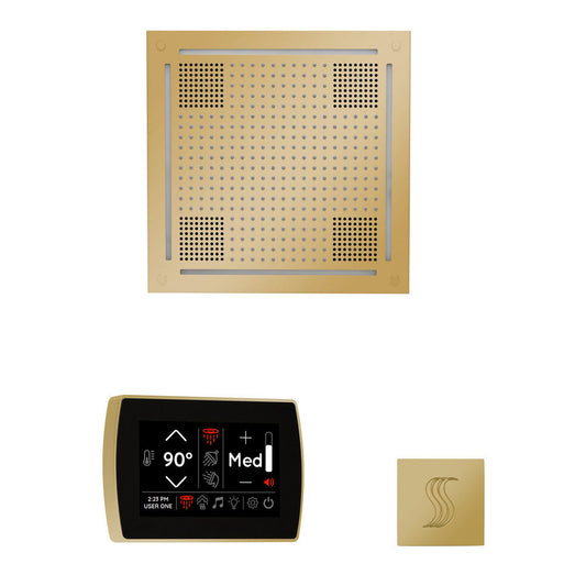 ThermaSol The Wellness Polished Brass Finish Hydrovive Steam Package with 5" Recessed SignaTouch and Round SteamVection