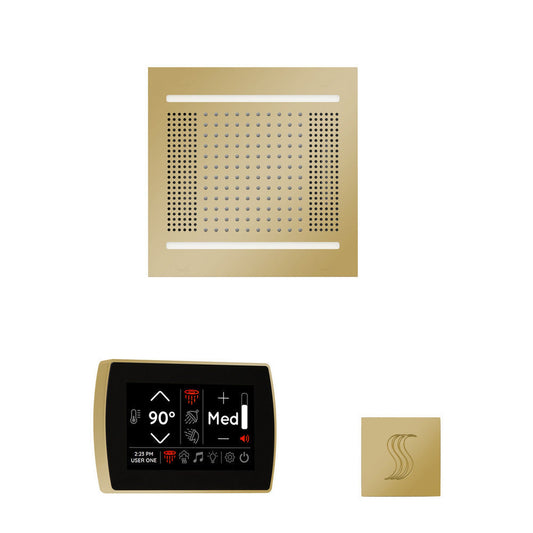 ThermaSol The Wellness Polished Brass Finish Hydrovive14 Steam Package with 5" Recessed SignaTouch and Round SteamVection