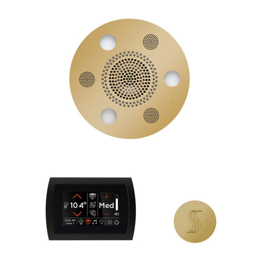 ThermaSol The Wellness Polished Brass Finish Serenity Advanced Round Package with 5" SignaTouch and SteamVection