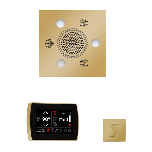 ThermaSol The Wellness Polished Brass Finish Serenity Advanced Square Package with 5" SignaTouch and SteamVection