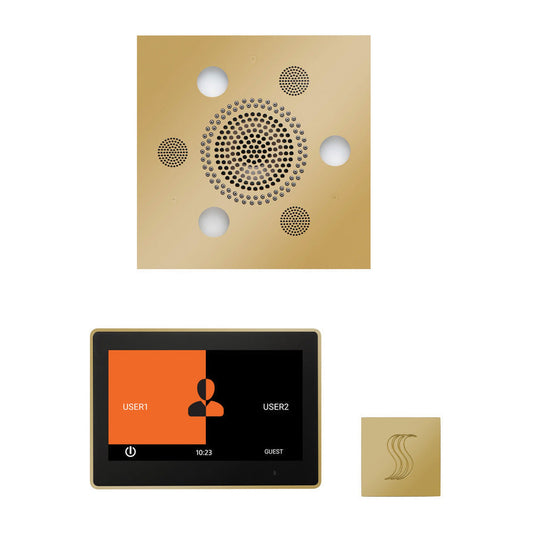 ThermaSol The Wellness Polished Brass Finish Serenity Advanced Square Steam Package with 10" ThermaTouch and SteamVection