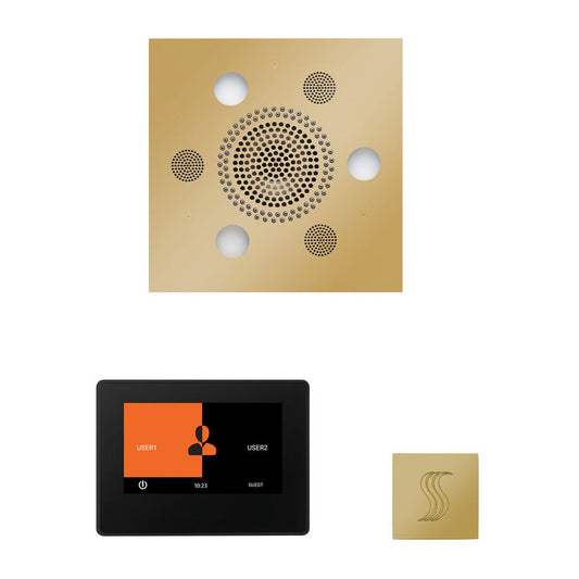 ThermaSol The Wellness Polished Brass Finish Serenity Advanced Square Steam Package with 7" ThermaTouch and SteamVection