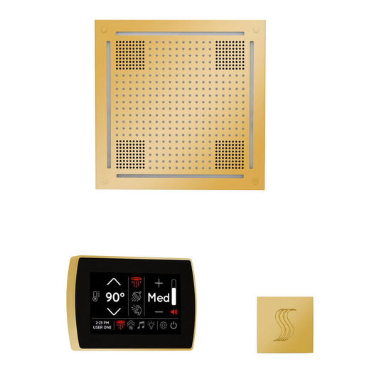ThermaSol The Wellness Polished Gold Finish Hydrovive Steam Package with 5" Recessed SignaTouch and Round SteamVection