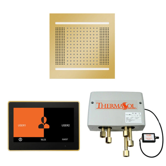 ThermaSol The Wellness Polished Gold Finish Hydrovive14 Shower Square Package with 10" ThermaTouch