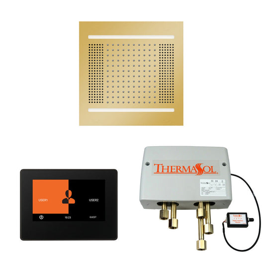 ThermaSol The Wellness Polished Gold Finish Hydrovive14 Shower Square Package with 7" ThermaTouch