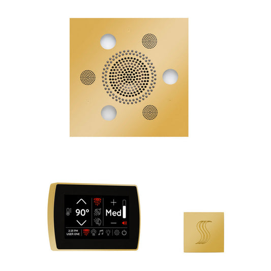 ThermaSol The Wellness Polished Gold Finish Serenity Advanced Square Package with 5" SignaTouch and SteamVection