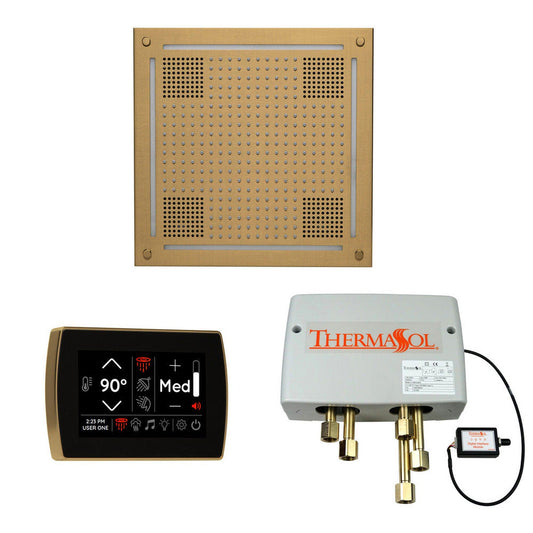 ThermaSol The Wellness Satin Brass Finish Hydrovive Shower Package with 5" Recessed SignaTouch