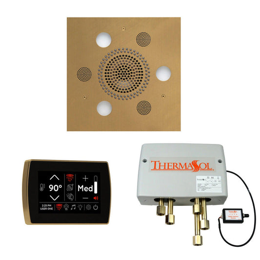 ThermaSol The Wellness Satin Brass Finish Serenity Advanced Round Shower Package with 5" Recessed SignaTouch