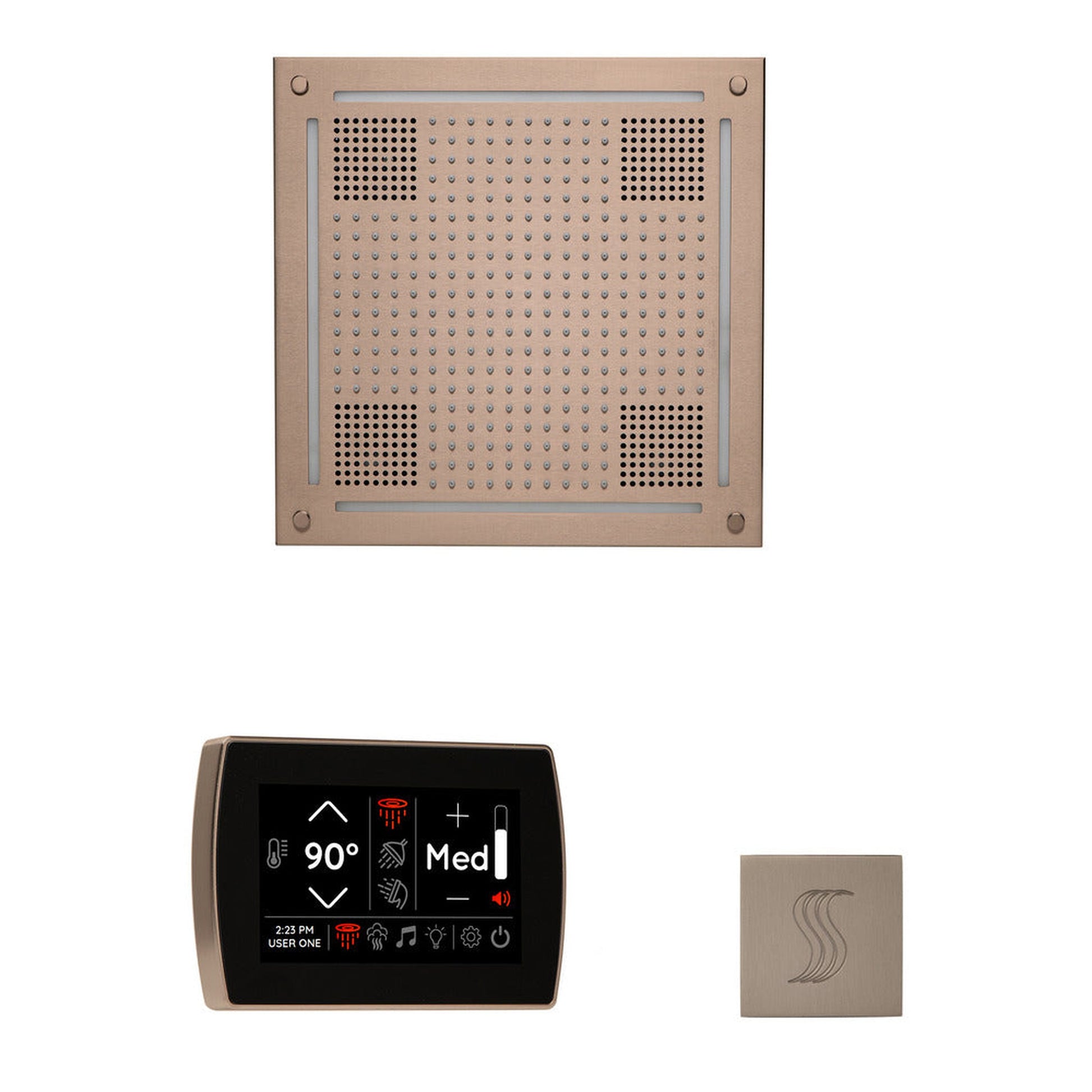 ThermaSol The Wellness Satin Nickel Finish Hydrovive Steam Package with 5" Recessed SignaTouch and Round SteamVection