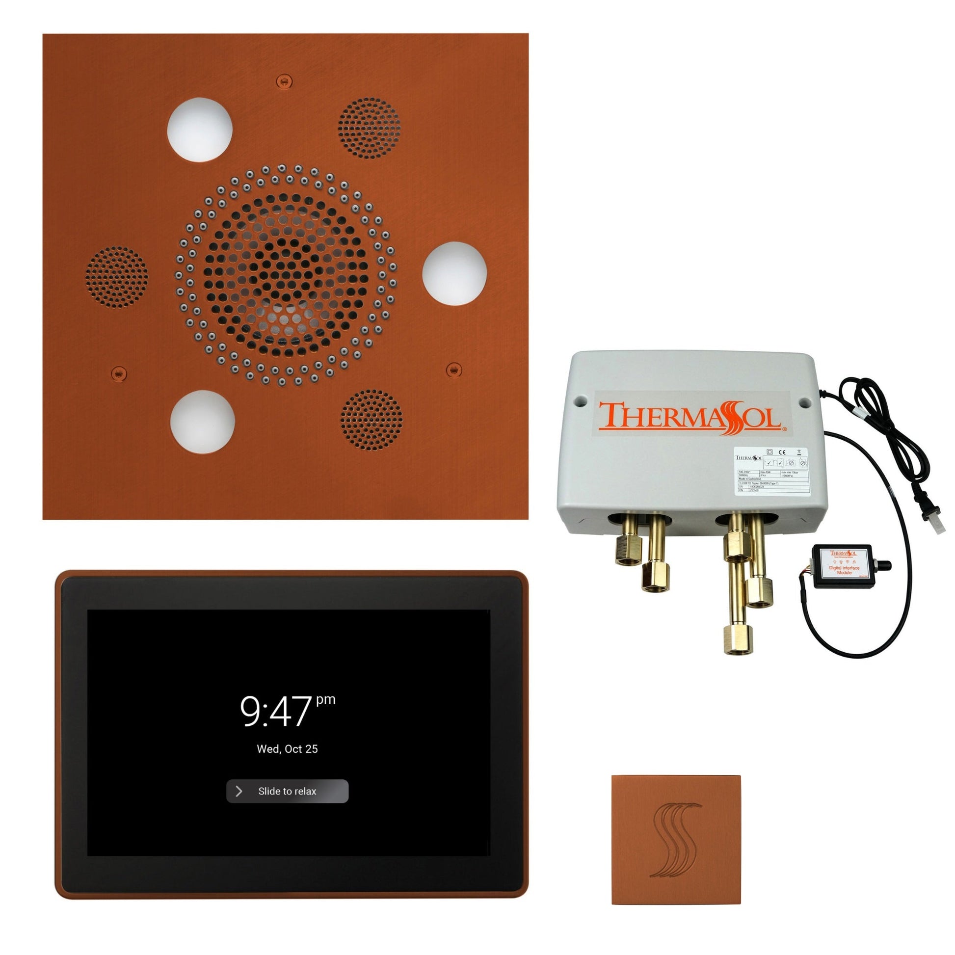 Thermasol Square Serenity Advanced Rainhead Antique Copper Total Wellness Package