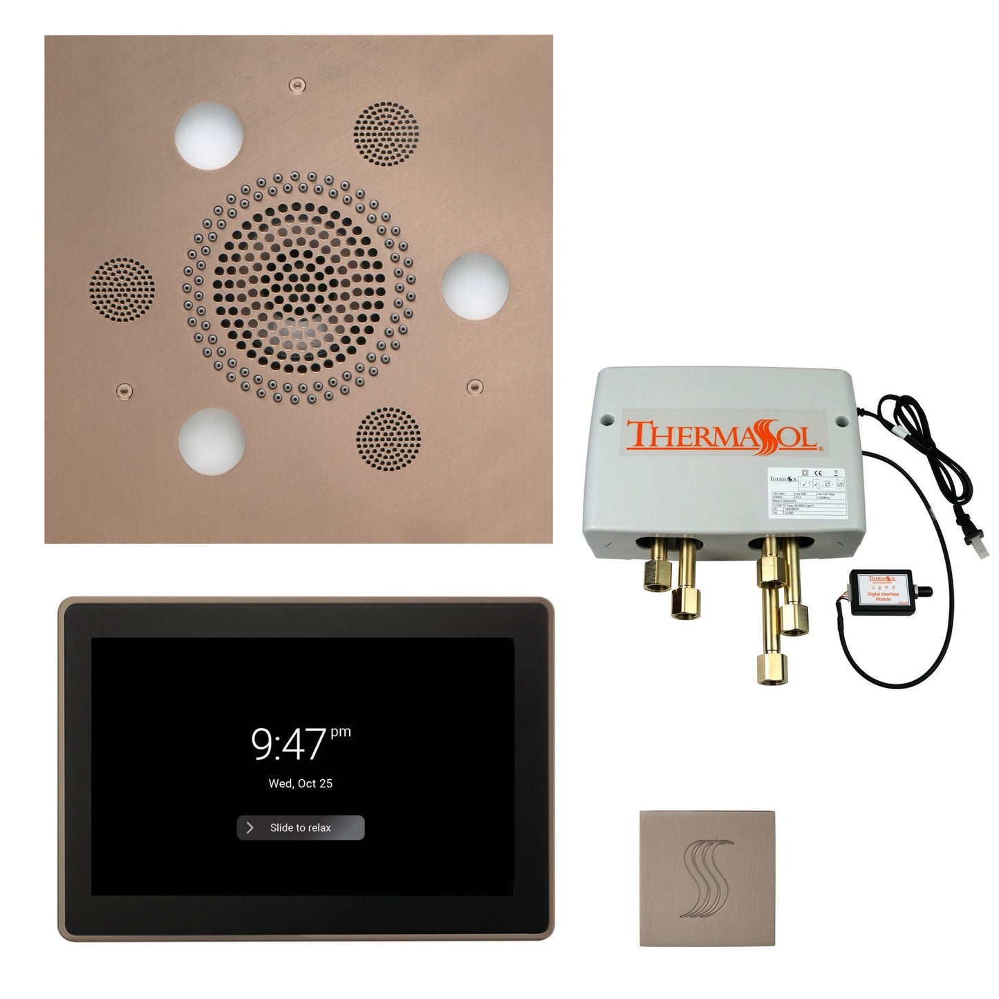 Thermasol Square Serenity Advanced Rainhead Satin Nickel Total Wellness Package