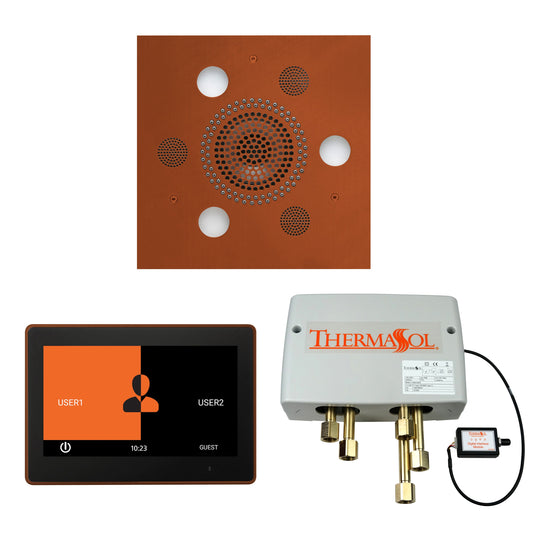 Thermasol ThermaTouch2 10 Control Antique Copper Square Serenity Advanced Rainhead Wellness Shower Package With Digital Shower Valve