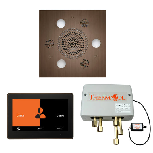 Thermasol ThermaTouch2 10 Control Antique Nickel Square Serenity Advanced Rainhead Wellness Shower Package With Digital Shower Valve