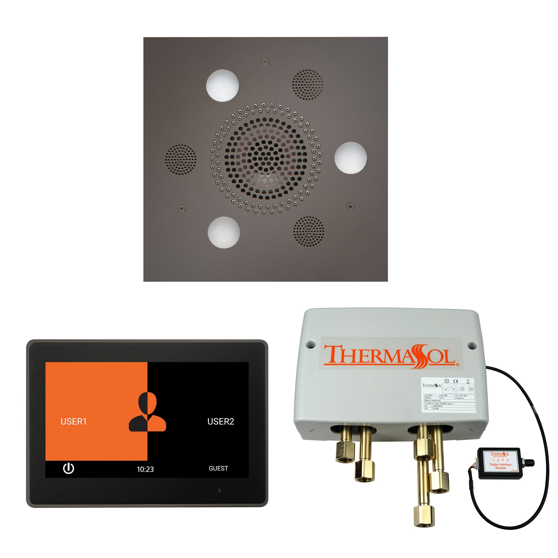 Thermasol ThermaTouch2 10 Control Black Nickel Square Serenity Advanced Rainhead Wellness Shower Package With Digital Shower Valve