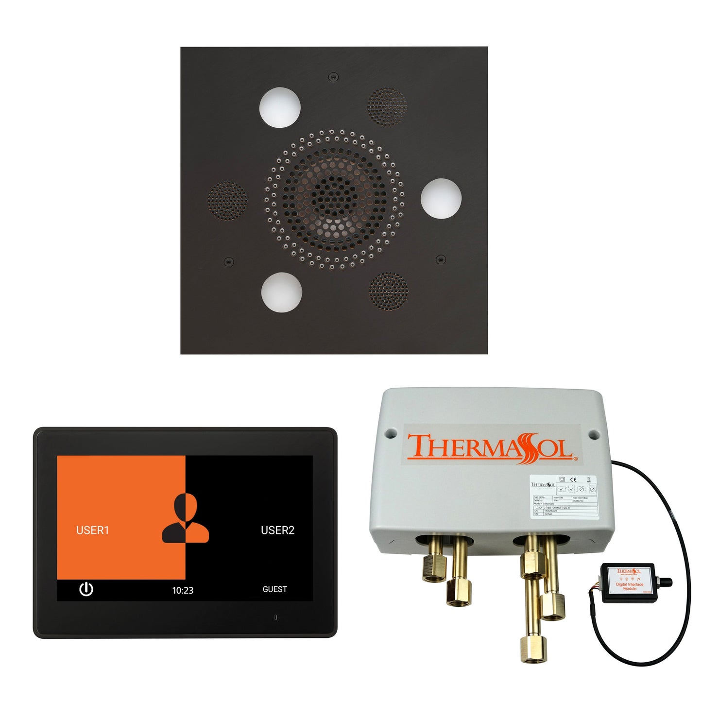 Thermasol ThermaTouch2 10 Control Matte Black Square Serenity Advanced Rainhead Wellness Shower Package With Digital Shower Valve