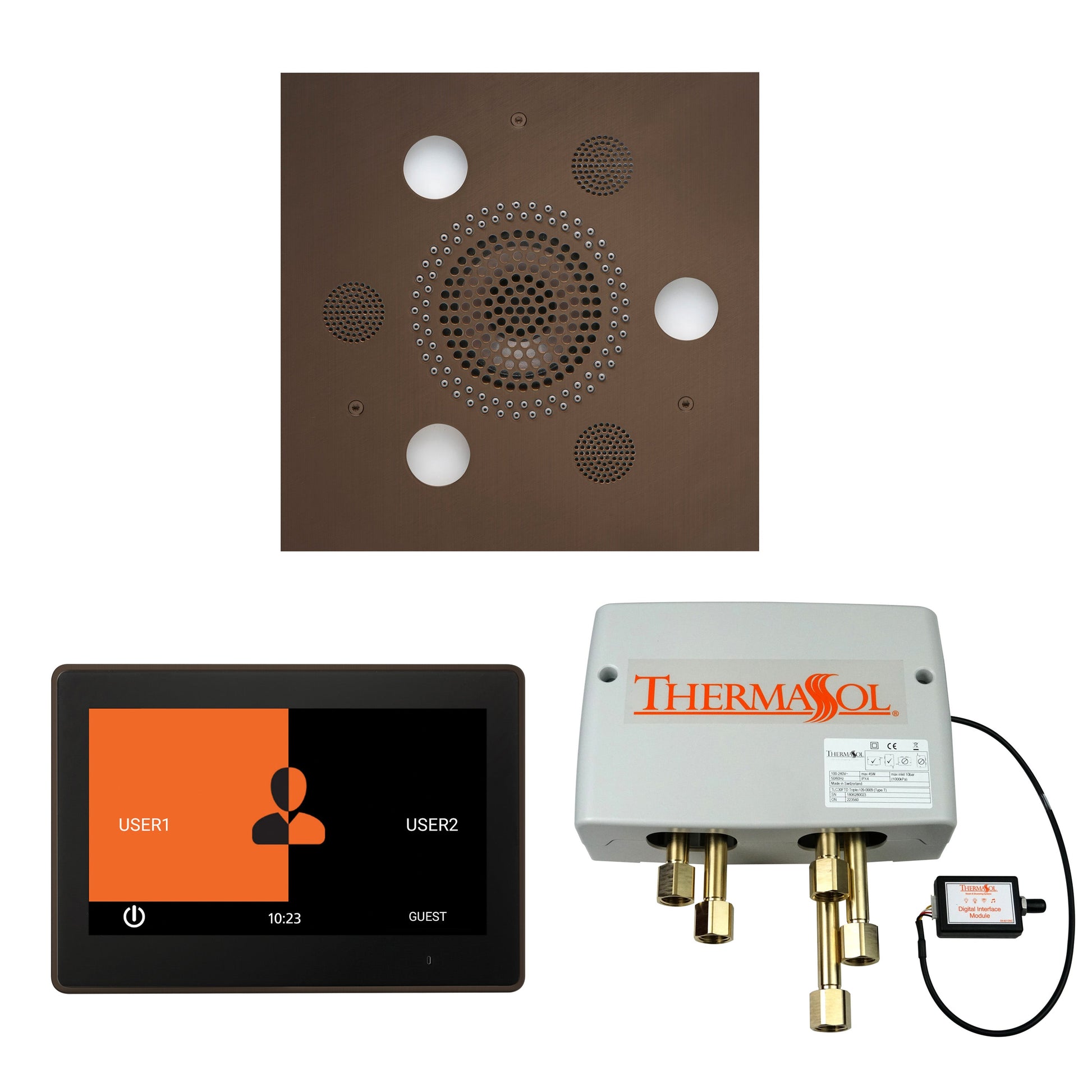 Thermasol ThermaTouch2 10 Control Oil Rubbed Bronze Square Serenity Advanced Rainhead Wellness Shower Package With Digital Shower Valve