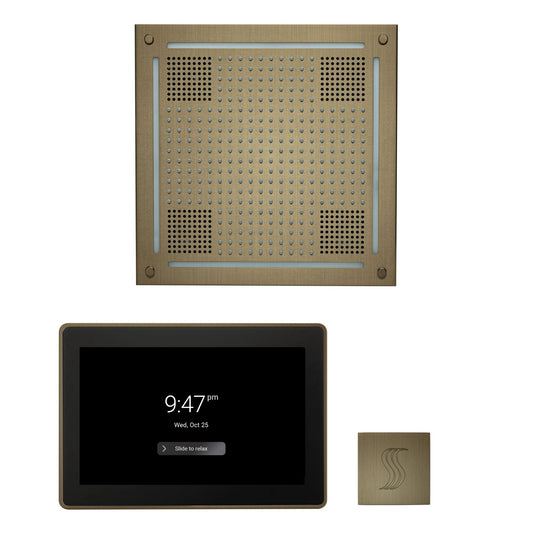 Thermasol ThermaTouch2 15 Control Antique Brass HydroVive 18 Wellness Steam Package With Square Steam Head Kit