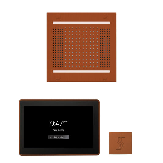 Thermasol ThermaTouch2 15 Control Antique Copper HydroVive 14 Wellness Steam Package With Square Steam Head Kit