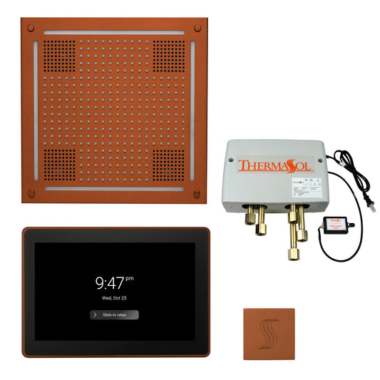 Thermasol ThermaTouch2 15 Control Antique Copper HydroVive 18 Total Wellness Package With Square Steam Head Kit