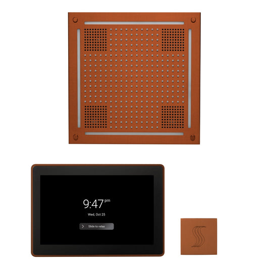 Thermasol ThermaTouch2 15 Control Antique Copper HydroVive 18 Wellness Steam Package With Square Steam Head Kit