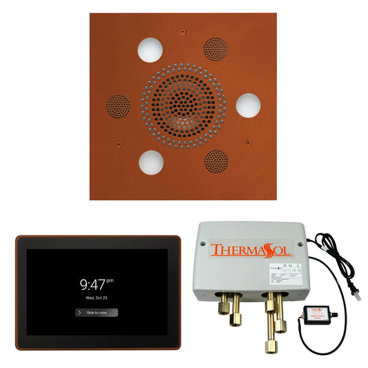 Thermasol ThermaTouch2 15 Control Antique Copper Square Serenity Advanced Rainhead Wellness Shower Package With Digital Shower Valve