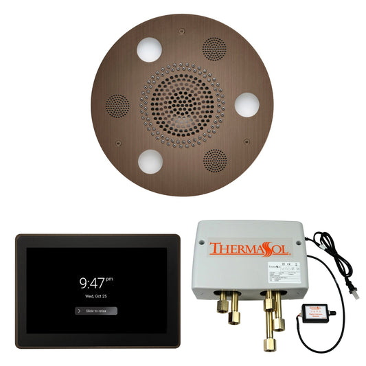 Thermasol ThermaTouch2 15 Control Antique Nickel Round Serenity Advanced Rainhead Wellness Shower Package With Digital Shower Valve