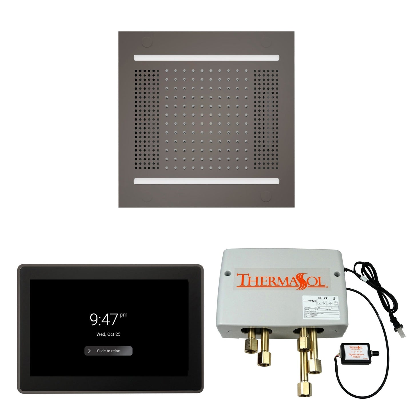 Thermasol ThermaTouch2 15 Control Black Nickel HydroVive 14 Wellness Shower Package With Digital Shower Valve