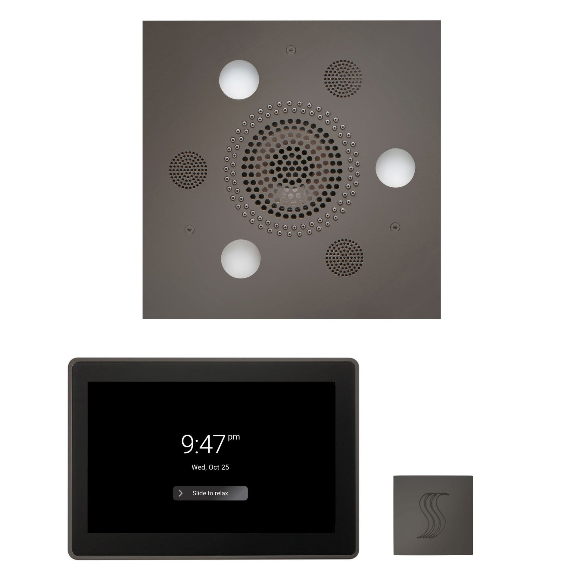 Thermasol ThermaTouch2 15 Control Black Nickel Square Serenity Advanced Rainhead Wellness Steam Package With Square Steam Head Kit