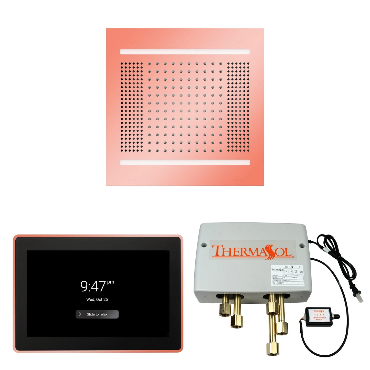 Thermasol ThermaTouch2 15 Control Copper HydroVive 14 Wellness Shower Package With Digital Shower Valve