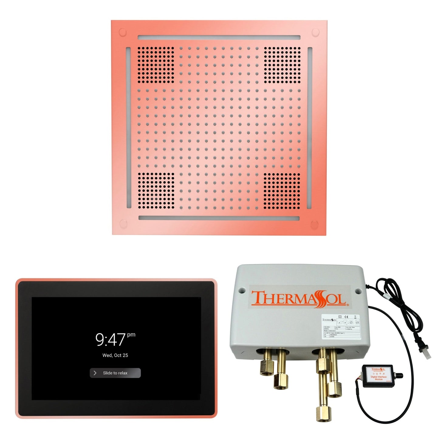 Thermasol ThermaTouch2 15 Control Copper HydroVive 18 Wellness Shower Package With Digital Shower Valve