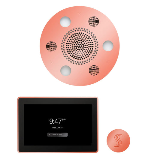 Thermasol ThermaTouch2 15 Control Copper Round Serenity Advanced Rainhead Wellness Steam Package With Round Steam Head Kit