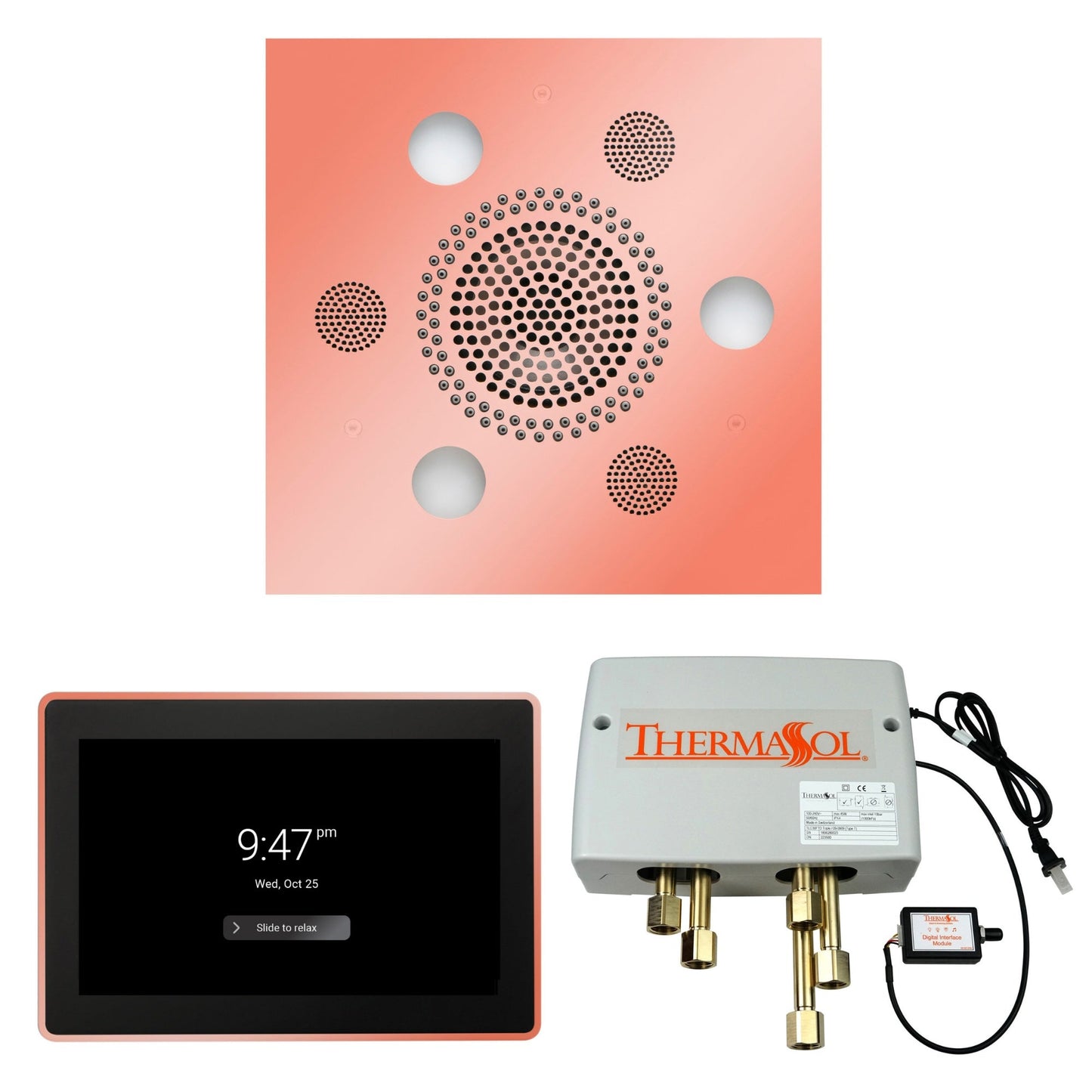 Thermasol ThermaTouch2 15 Control Copper Square Serenity Advanced Rainhead Wellness Shower Package With Digital Shower Valve