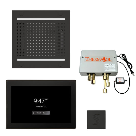 Thermasol ThermaTouch2 15 Control Matte Black HydroVive 14 Total Wellness Package With Square Steam Head Kit