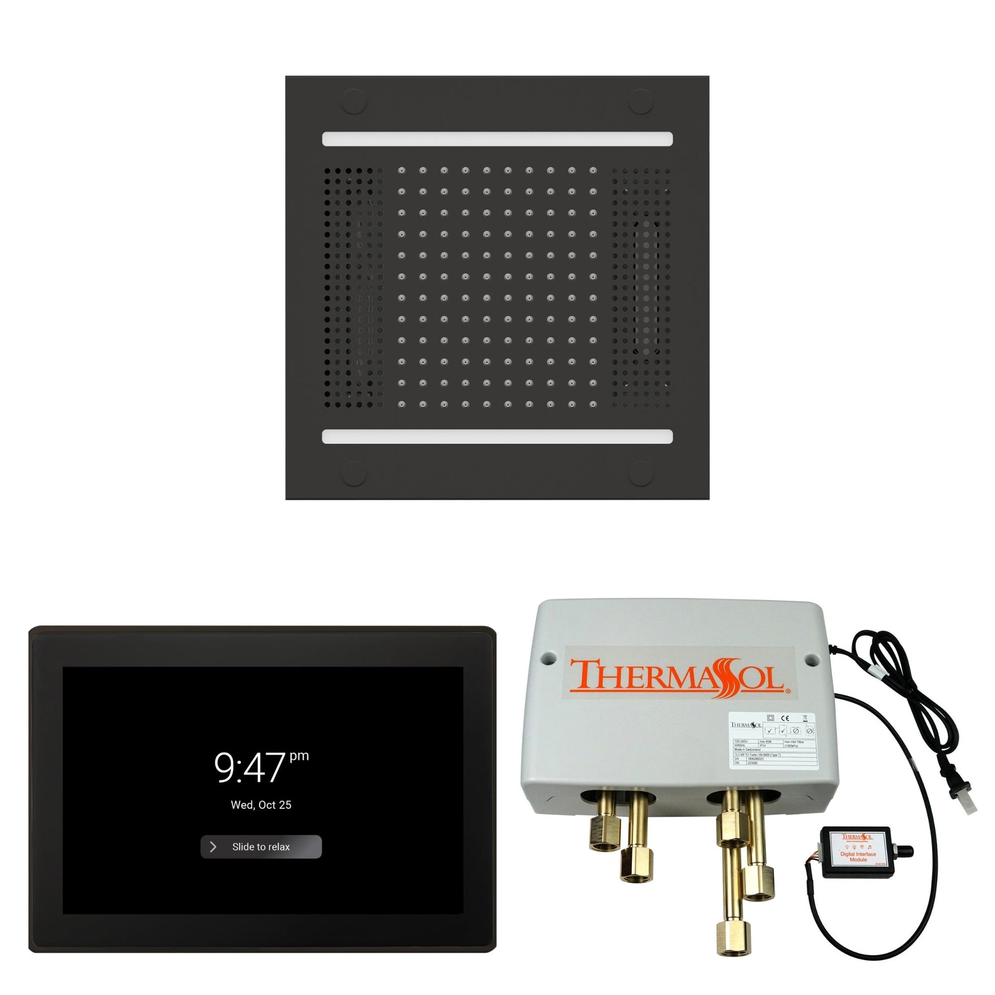 Thermasol ThermaTouch2 15 Control Matte Black HydroVive 14 Wellness Shower Package With Digital Shower Valve