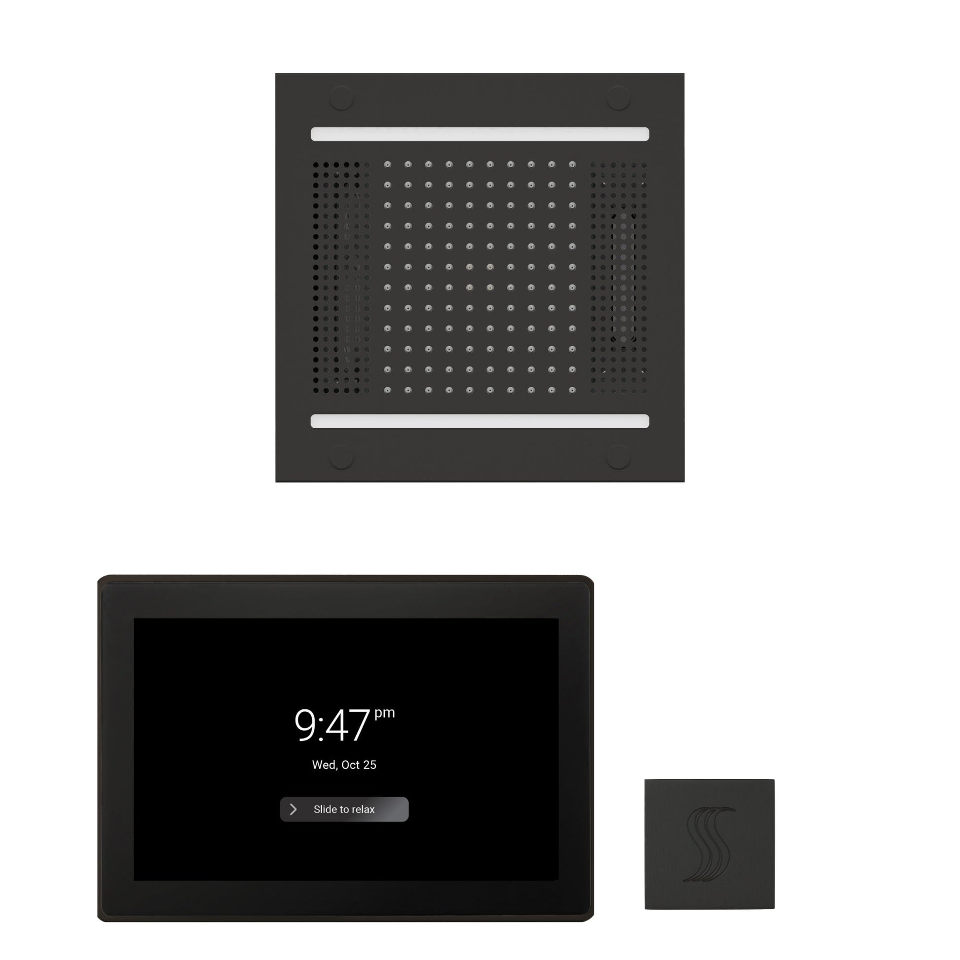 Thermasol ThermaTouch2 15 Control Matte Black HydroVive 14 Wellness Steam Package With Square Steam Head Kit